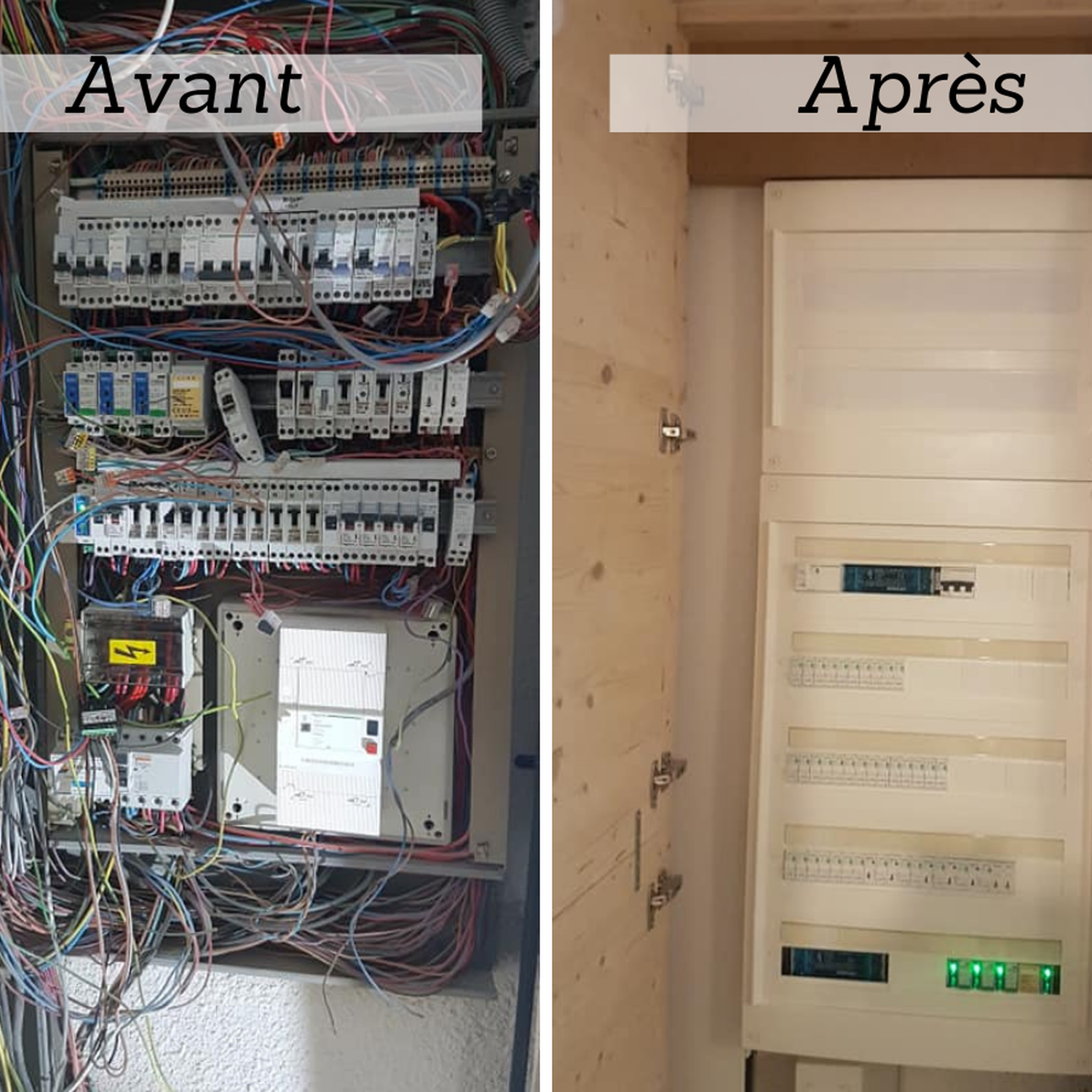 Avant apres tableau électrique